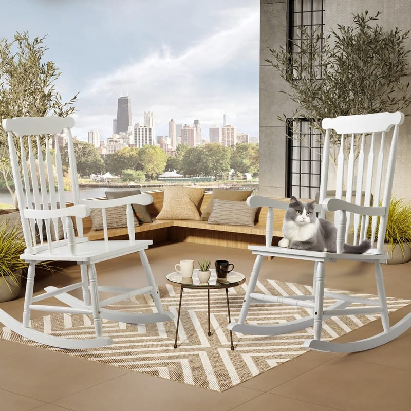 Solid Wood Patio Rocking Chair - 22.8 x 34.3 x 44.1 inch