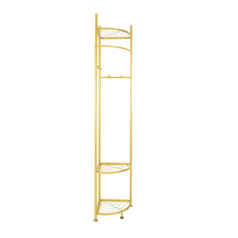 Metal Corner Floor Shelf Entryway Coat Rack Storage Display Rack - 18"x69"