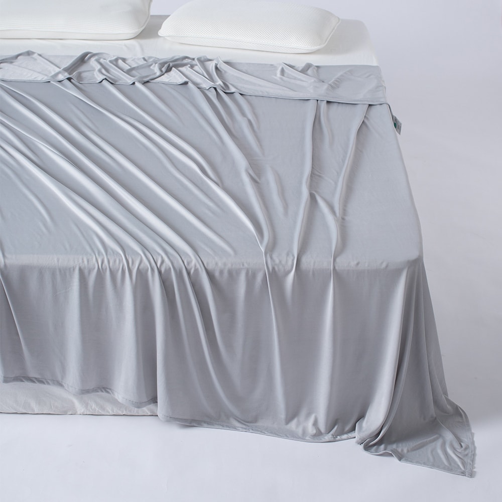 KASENTEX Luxury Cooling Blanket - Thin Lightweight - Ultra Smooth Bed Blankets - Grey Queen Size Blanket 90x90 Inches