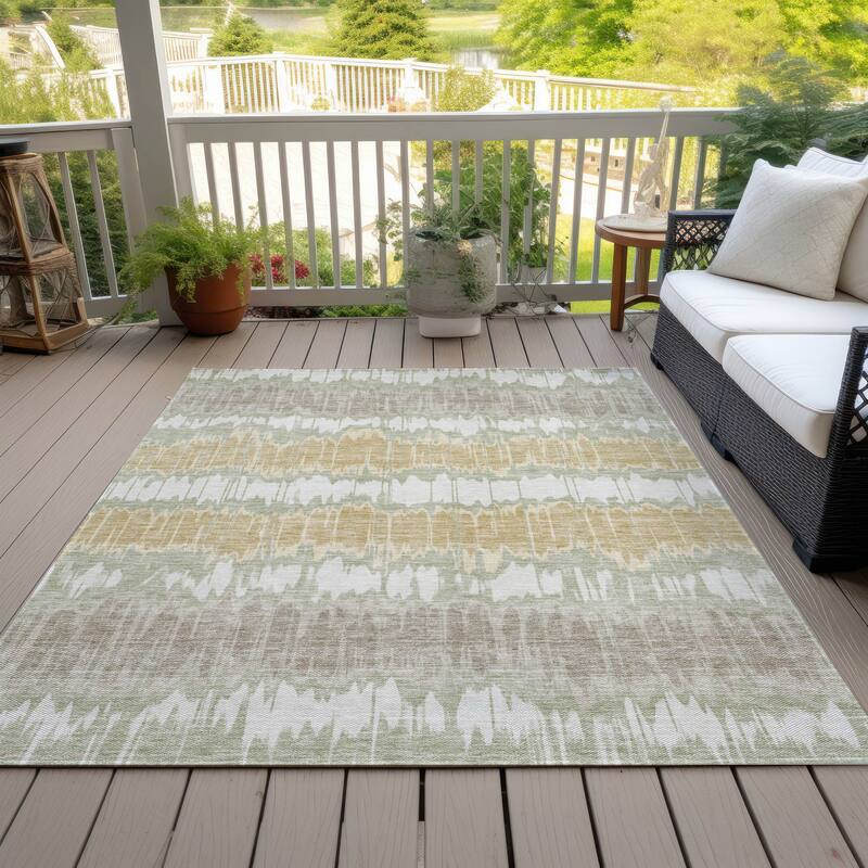 Machine Washable Indoor/ Outdoor Chantille Abstract Ombre Rug - Aloe - 3' x 5'