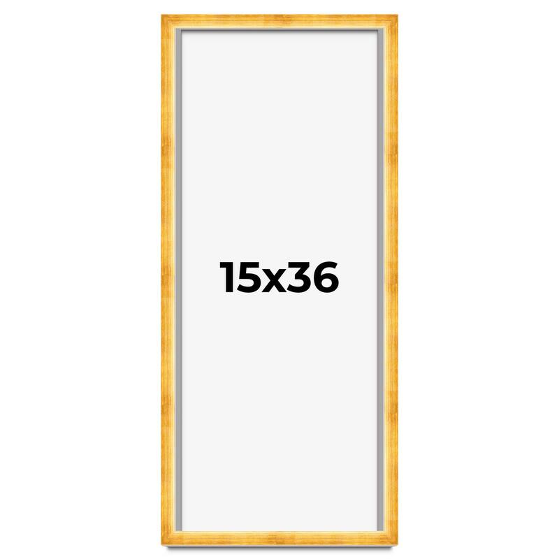 15x36 Shadow Box Frame Gold | 1.625 Inches Deep Real Wood Traditional