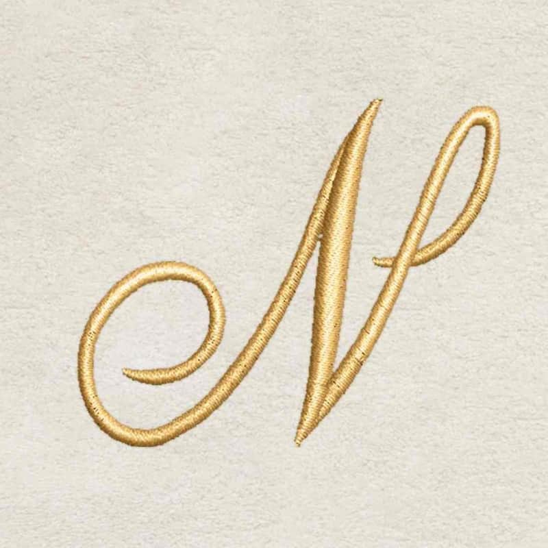Avanti Linens Ivory/Gold Script Monogram Hand Towel Letter N - Hand Towel