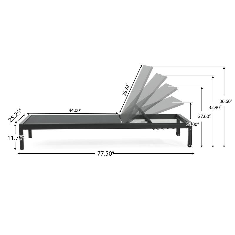 Outdoor Chaise Lounge Chair Set of 2 for Patio Pool Beach, Adjustable Reclining Sun Lounger with 4-Position Backrest & Wheels