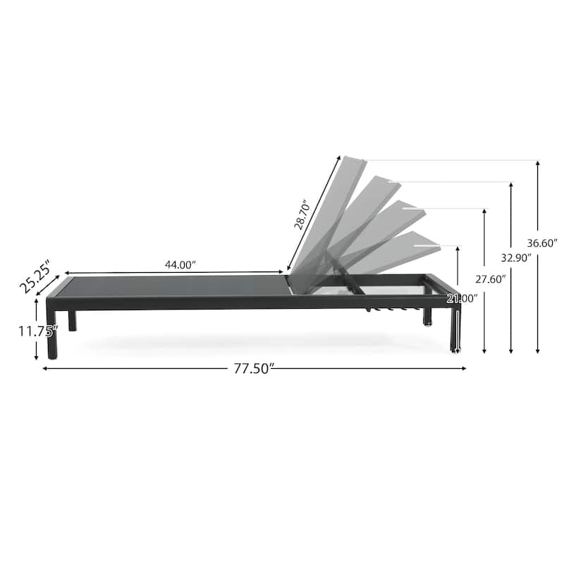 Roomfitters Outdoor Reclining Chaise Lounge Chairs, Set of 2, Adjustable Aluminum Frame, Dark Gray