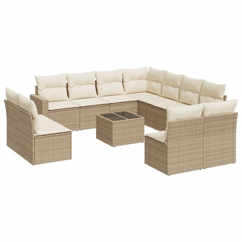 vidaXL Garden Sofa Set Beige PE Rattan Large Modular Garden Sofa Set - 21.7 x 21.7 x 14.6