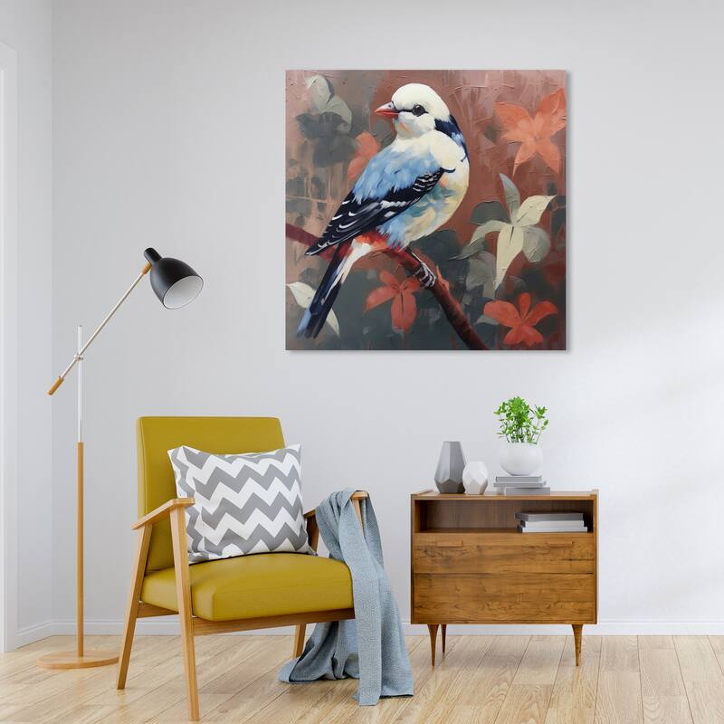 Wynwood Studio Canvas Animals Early Bird II Blue and Copper Rustic Wall Art Canvas Print - 30 x 30