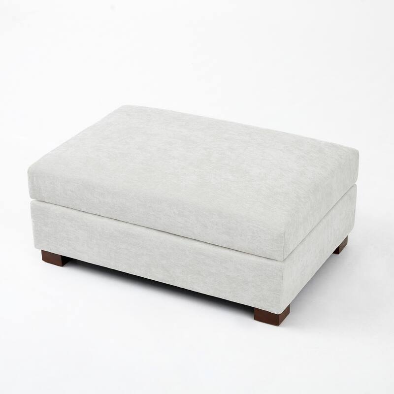 41" W Modern Rectangle Chenille Ottoman