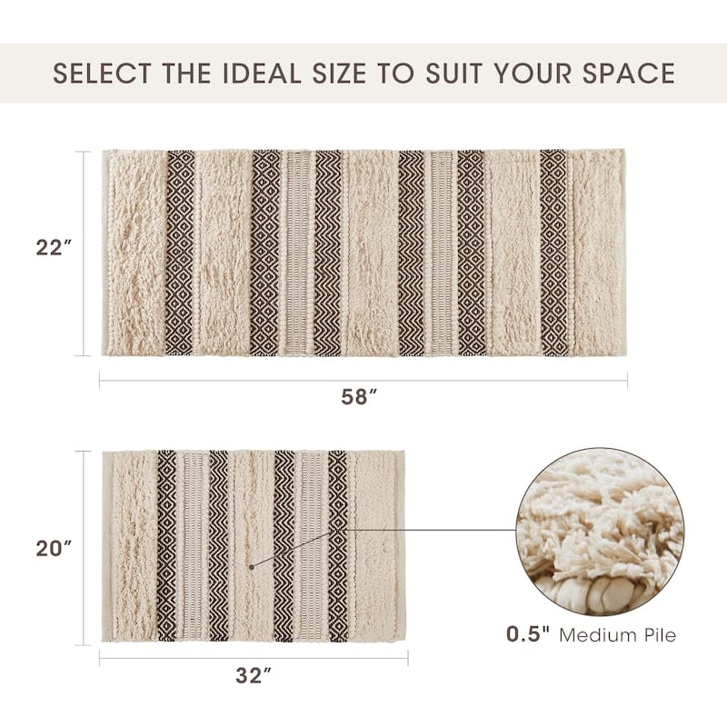 INK+IVY Asher Woven Texture Stripe Bath Rug