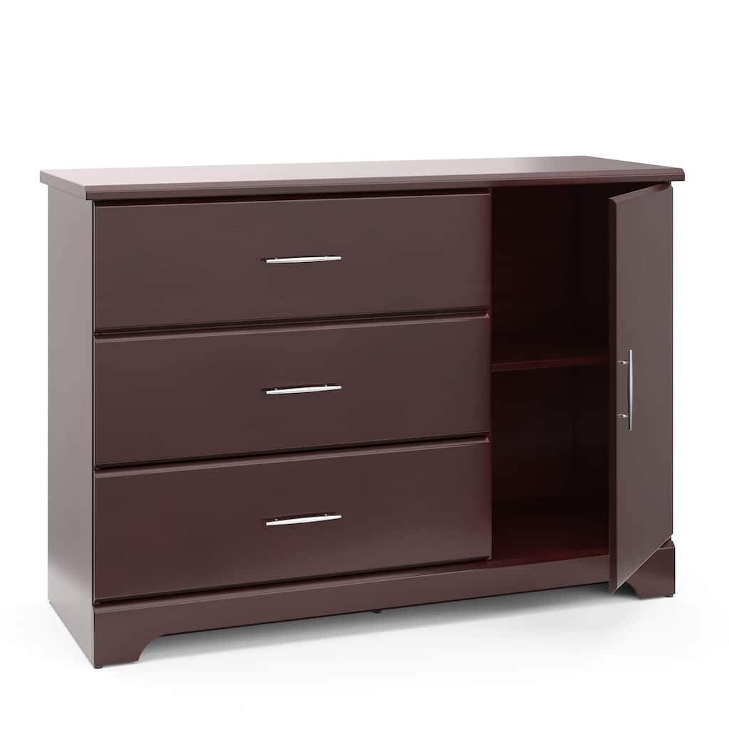 Storkcraft Brookside 3 Drawer Combo Dresser - 3 Spacious Drawers, Cabinet with 2 Concealed Shelves