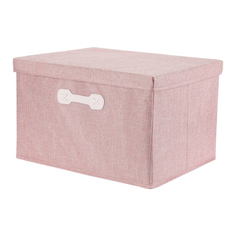 Storage Cube, Fabric Storage Bin with Lid and Handle for Shelves Closet, Collapsible Storage Basket for Organizing Clothes Books - Pink - 18*14*10.5in