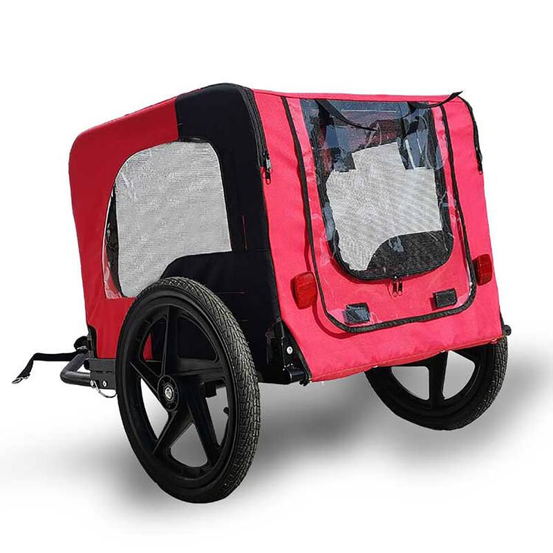 Foldable Dog Bike Trailer with Steel Frame, 16-Inch Wheels, and 88lb Capacity