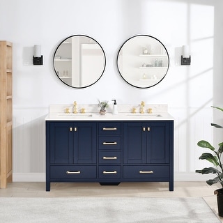 PROOX 60 inch Freestanding Bath Vanities with Engineered Culture Marble Top Undermount Sink - 60"