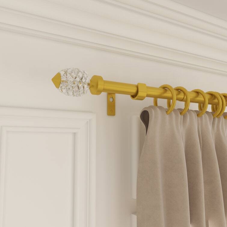 Acroma Adjustable Single Gold Curtain Rod for Windows & Doors. - 84 to 120 inches.
