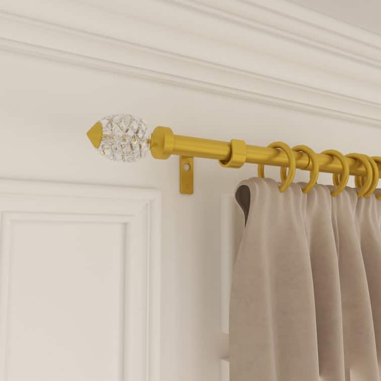 Acroma Adjustable Single Gold Curtain Rod for Windows & Doors.