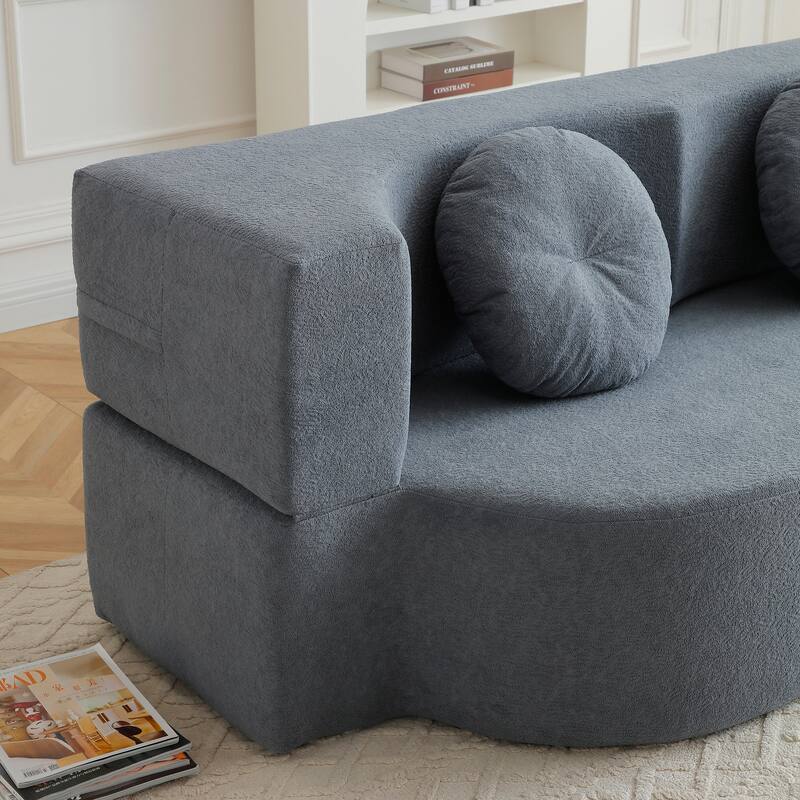 2-in-1 Folding Sofa Bed with Pillow, Queen Sleeper Sofa, Floor & Futon Loveseat Couch, Foam Folding Mattress Sleeper