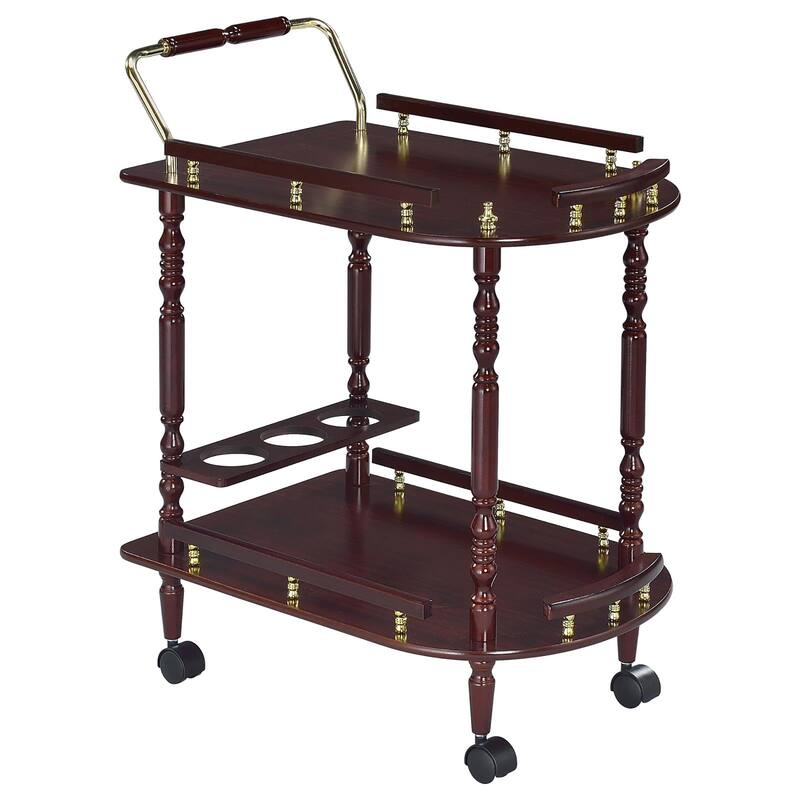 Merlot and Brass 2-shelf Serving Cart - Brown