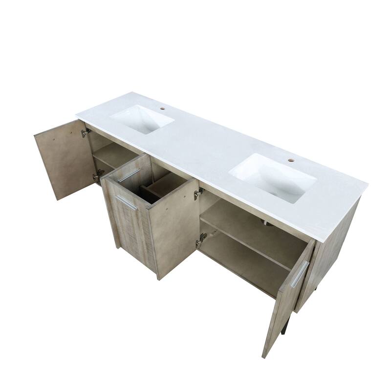 Lancy 72 in W x 20 in D Rustic Acacia Double Bath Vanity and White Quartz Top