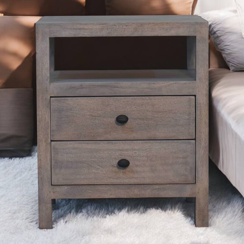 Acid Wash 2-Drawer Open Bedside