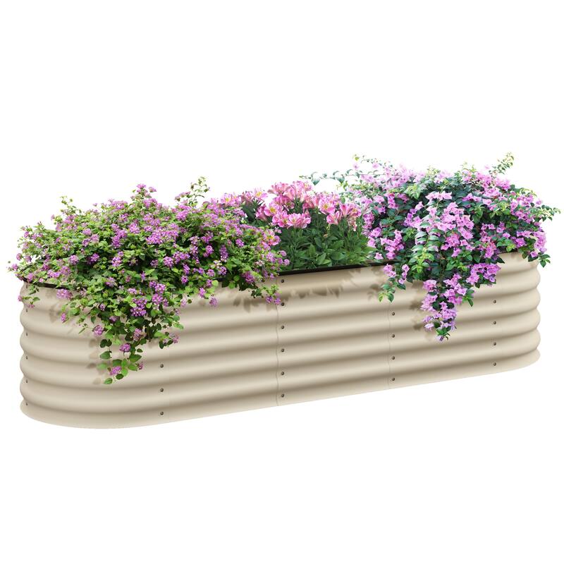 Open Bottom Outdoor Planter Box Safety Rubber Edge Backyard Patio Lawn - Cream White