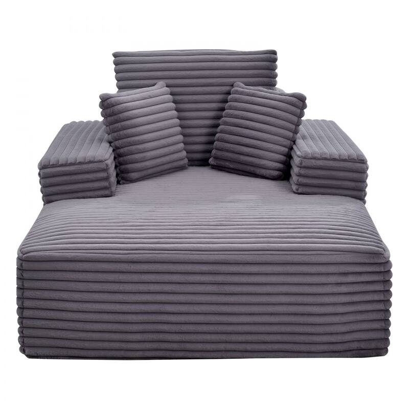 Faux Fur Chaise Lounge with Ergonomic Design, Pocket Springs and Pillows