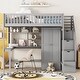 preview thumbnail 11 of 25, Full Size Loft Bed with Bookshelf, Drawers, Desk, Wardrobe & Storage Staircase, Full Length Guardrail