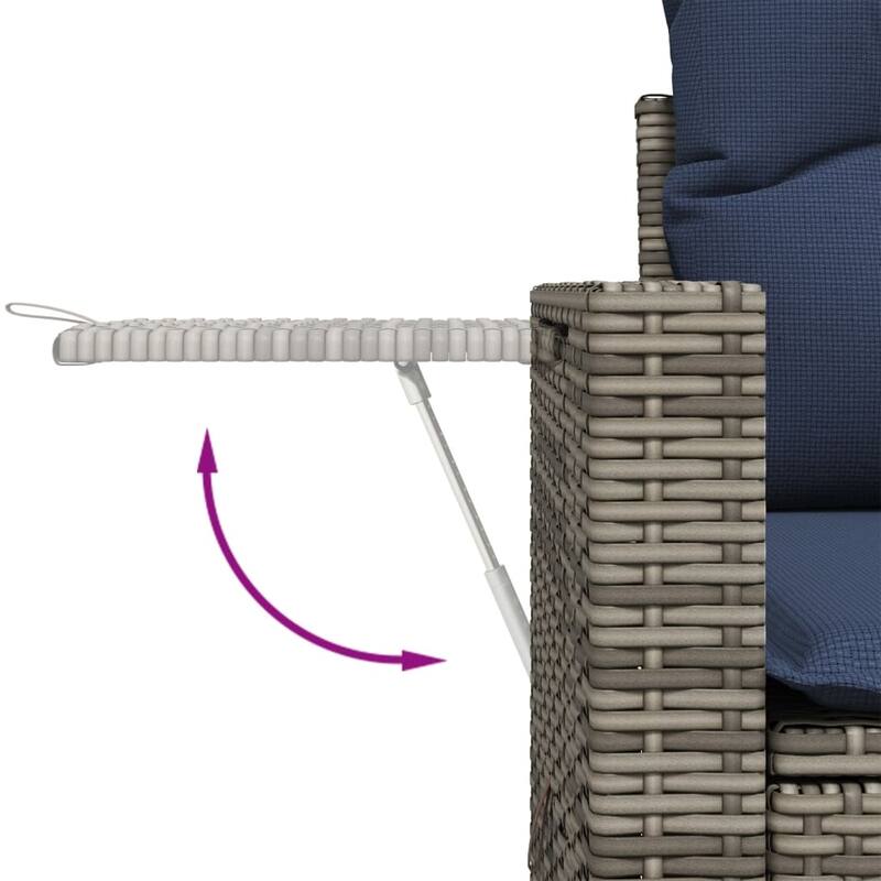 vidaXL Patio Sofa Set with Cushions Outdoor Conversation Furniture Poly Rattan - 21.7 x 24.4 x 27.2