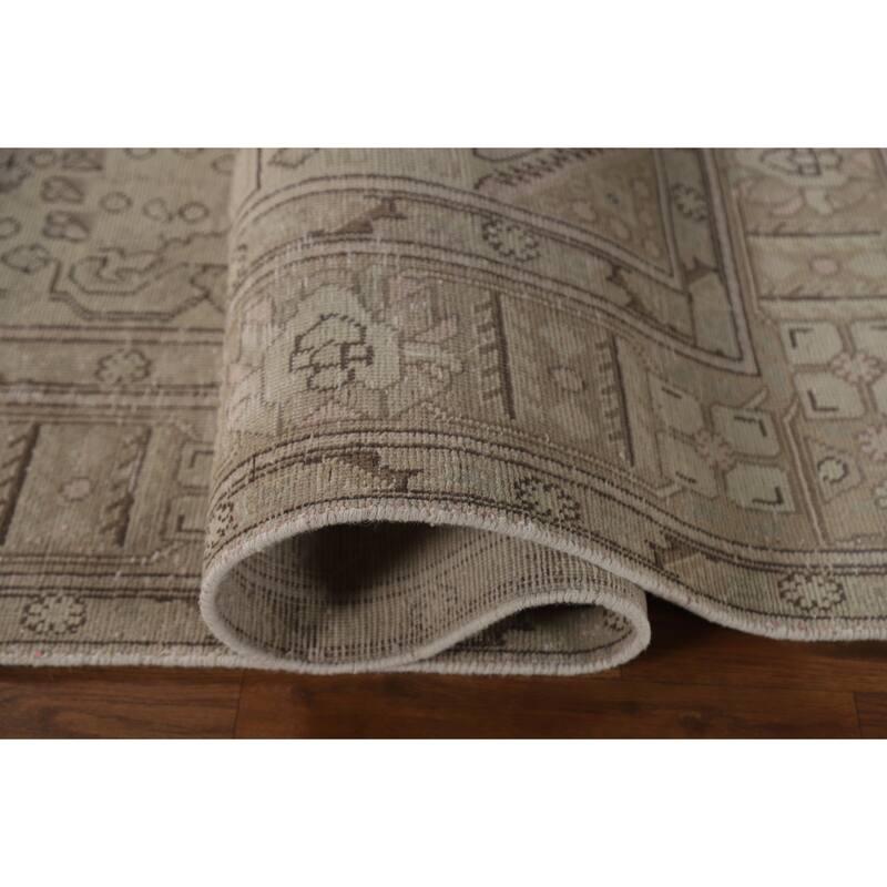 Distressed Tabriz Persian Vintage Area Rug Hand-Knotted Wool Carpet - 6'7"x 9'5"