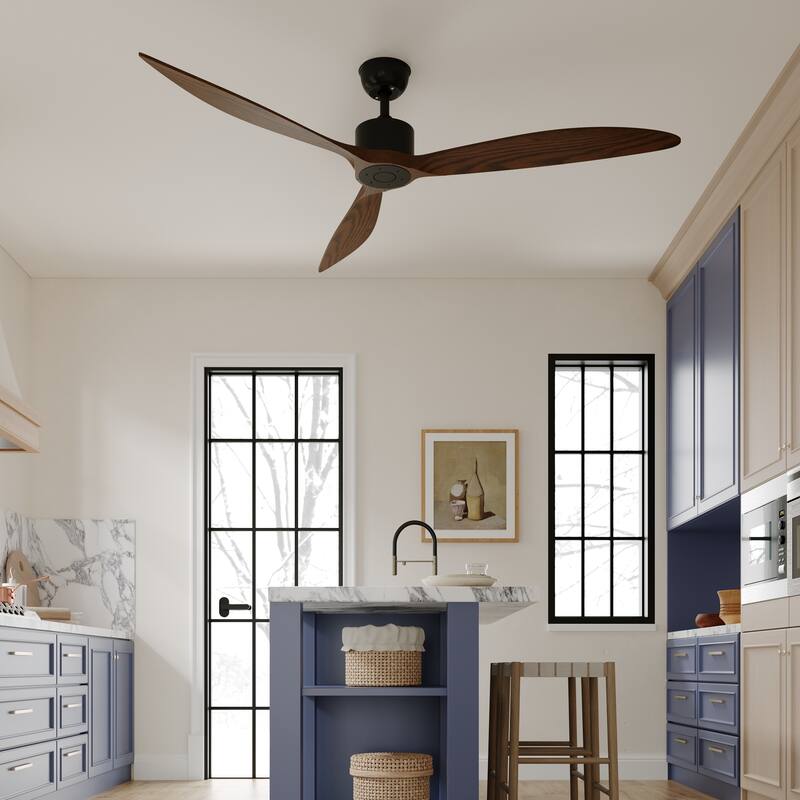 Walnut Ceiling Wood Fan with Remote, 6 Speeds,for All Seasons,Bedroom,Balcony,study