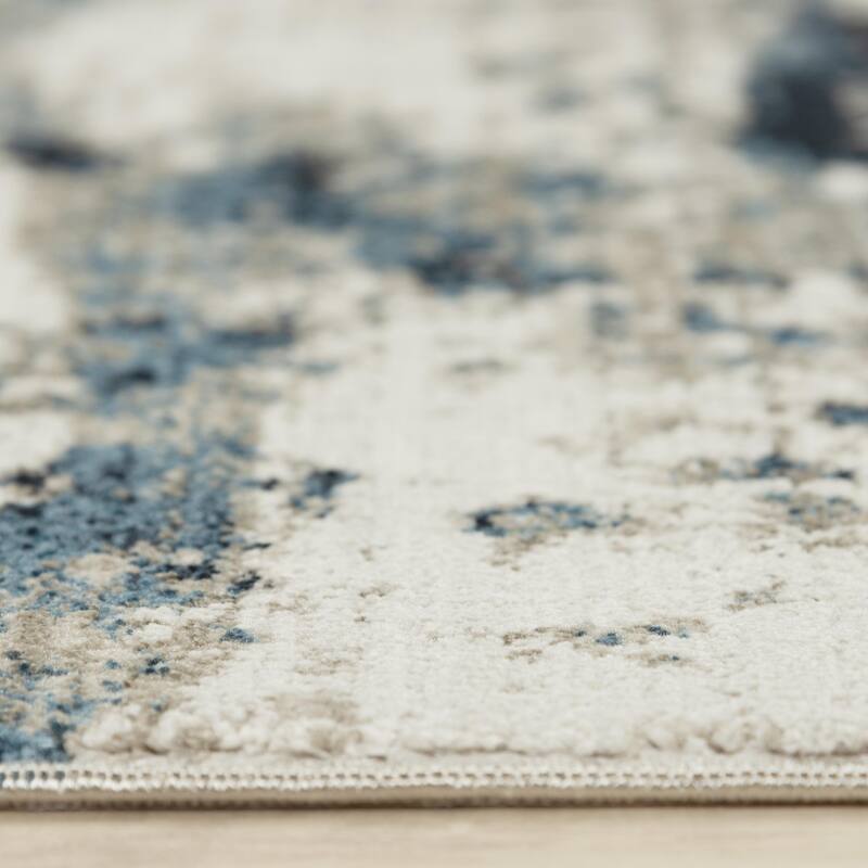 Alora Decor Orchid Transitional Blue Polyester Area Rug