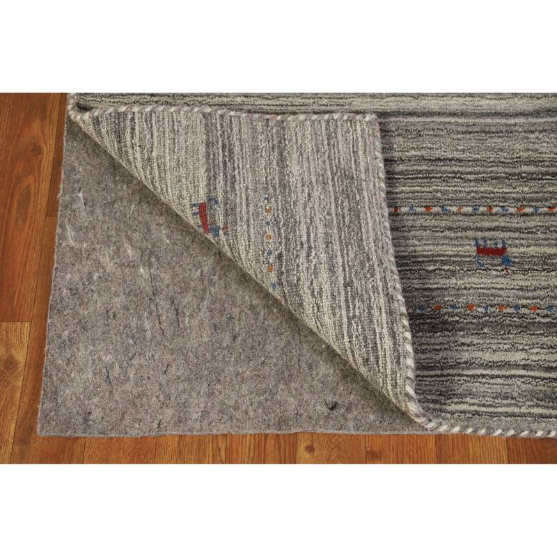 Hand Knotted Oriental 100% Wool Carpet Tribal Tribal Greys & Charcoal Gabbeh Area Rug - 7' 8'' X 5' 0''