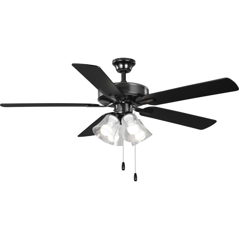AirPro 52 in. Matte Black 5-Blade AC Motor Ceiling Fan with Light - 52 in x 52 in x 18.7 in