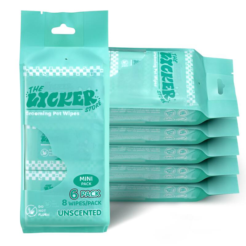 Mini Dog Body Hypoallergenic Wipes with Extracts of Aloe Vera Leaf, Chamomile, Shea Butter - 6-Pack - 48 Count