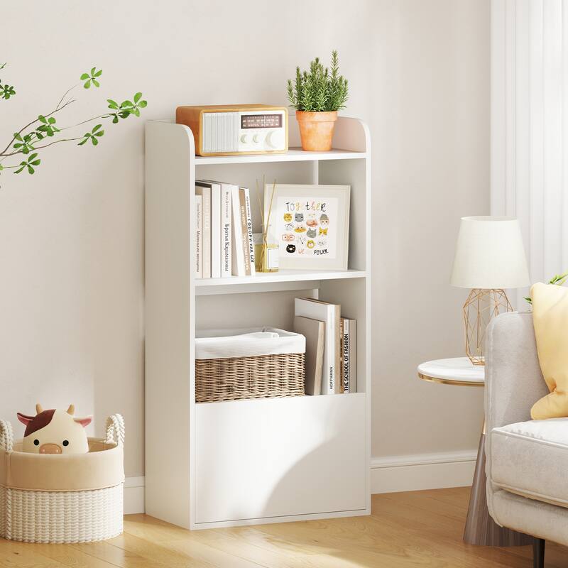 Gymax Bookcase w/ Drawer 3-Tier Open Shelf Anti-Toppling Kits for
