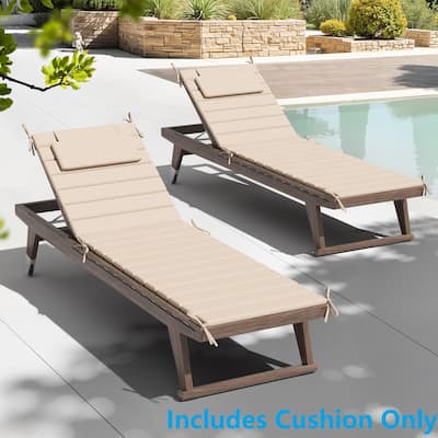 Outdoor Chaise Lounge Cushion, Quilted Patio Sun Lounger Pad with Straps