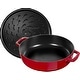 preview thumbnail 2 of 4, Staub 28cm / 4qt Round Cast Iron Saute Pan with Chistera Lid, Cherry