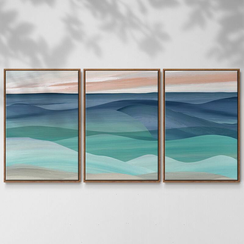 Shifting Seas - Multi Piece Framed Canvas - 24 x 36 - Walnut
