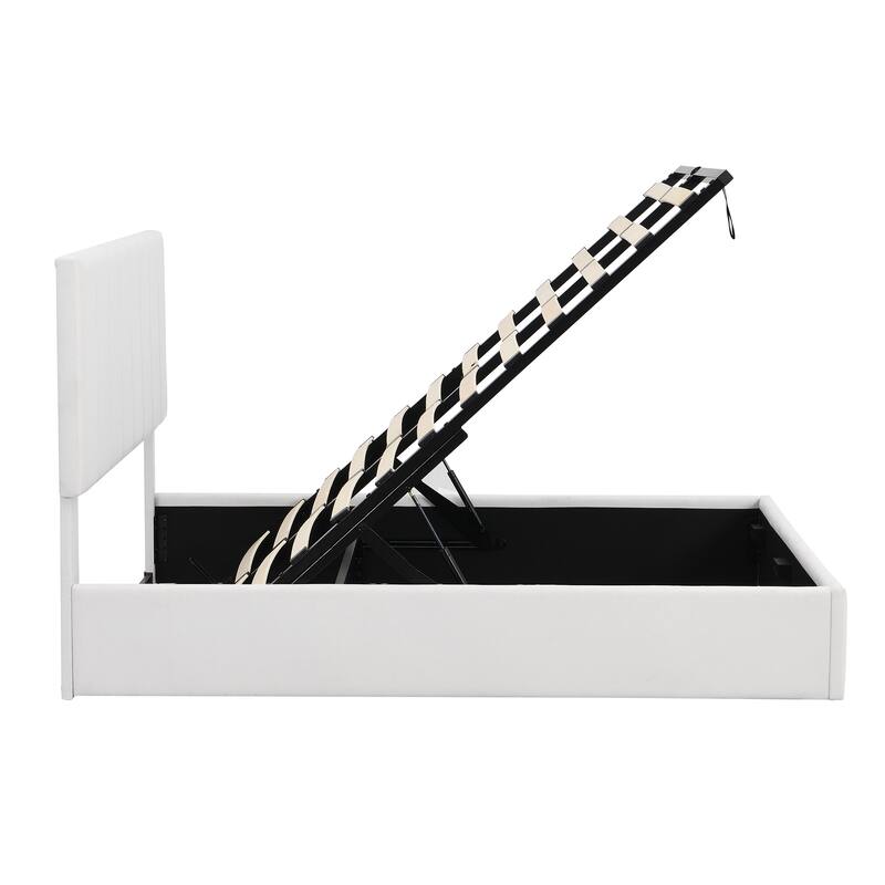 Full size Upholstered Platform bed with a Hydraulic Storage System