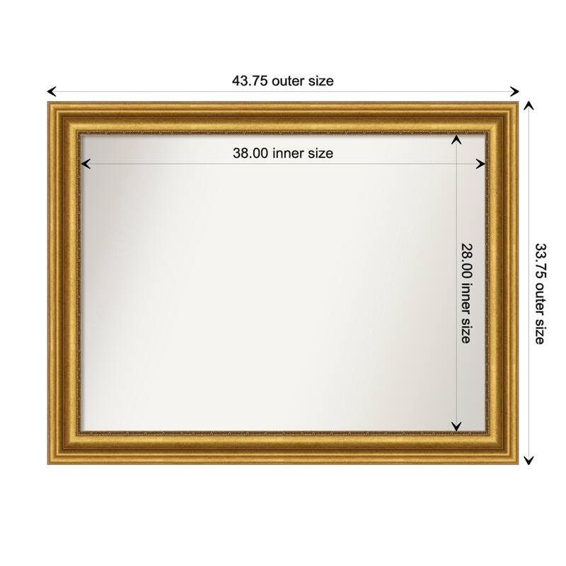 Parlor Gold Framed Non-Beveled Custom Wall Mirror, Bathroom Vanity Mirror - Outer Size: 43.75 x 33.75