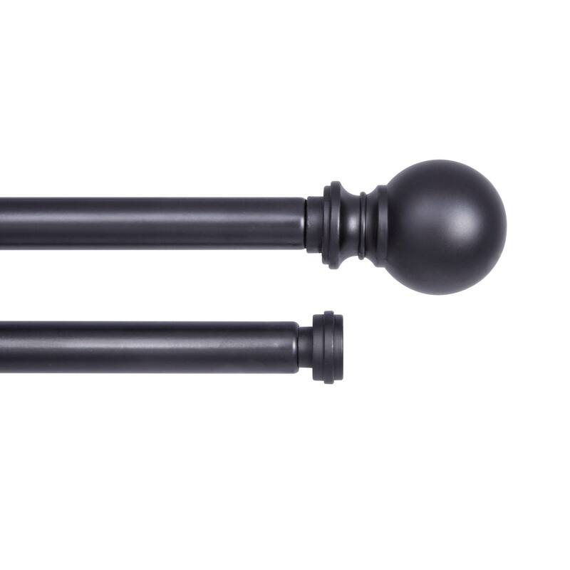 Kenney® Wakefield 5/8" Standard Decorative Window Double Curtain Rod, 36-66", Black