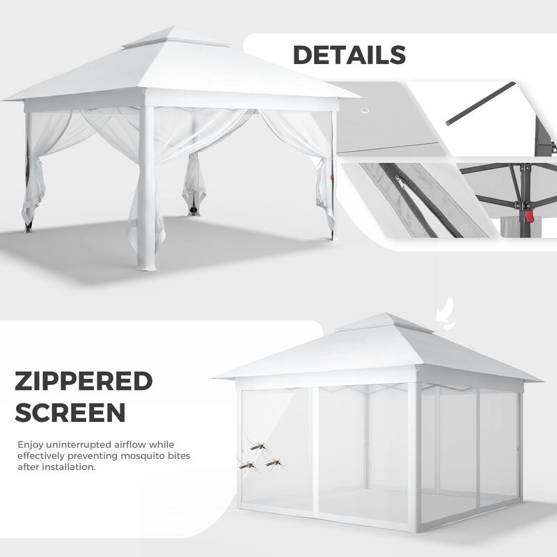 Ainfox 11x11ft Gazebo Outdoor Pop up Canopy with Mosquito Net and Carry Bag