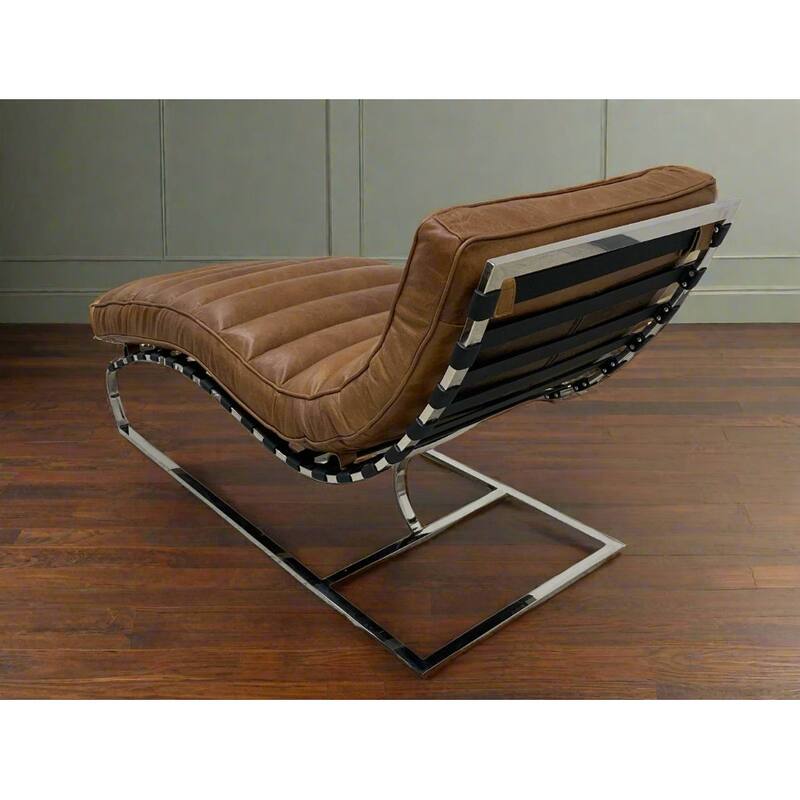 Plano Modern Channeled Leather Chaise Lounge - Leather