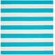 preview thumbnail 110 of 148, SAFAVIEH Handmade Montauk Caspian Stripe Cotton Flatweave Rug 6' x 6' Square - Turquoise/Ivory