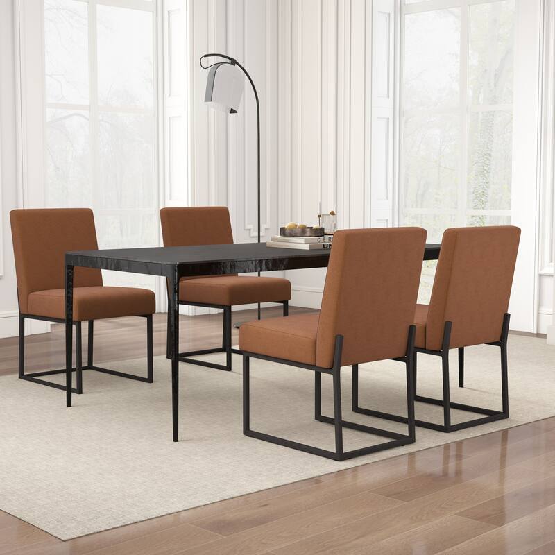 Mid Century Modern Dining Chair with Black Metal Legs