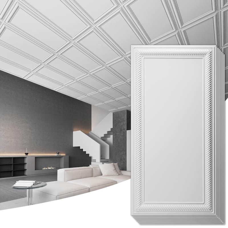 Art3d 24"x48" 3D PVC Wall & Ceiling Panels, Set of 12, Covers 96 Sq.Ft