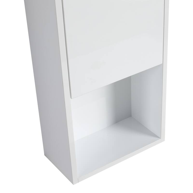 12" Bathroom Wall Cabinet, Soft Close Doors, Float Mounting Design,Glossy White