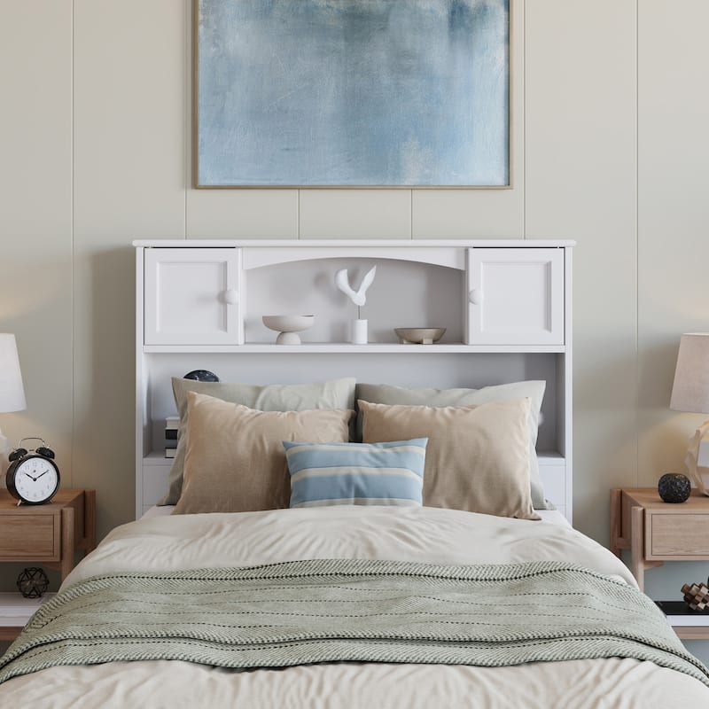 Handmade Twin Headboard - Solid Wood Bed Frame Mount, Storage Shelves, USB Charger, Durable Finish