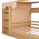 preview thumbnail 8 of 25, Multifunction Full Size House Bed Frame w/ 2 Drawers & Built-in Wardrobe(with Curtain), Wood Storage Bed Frame for Kids, Teens