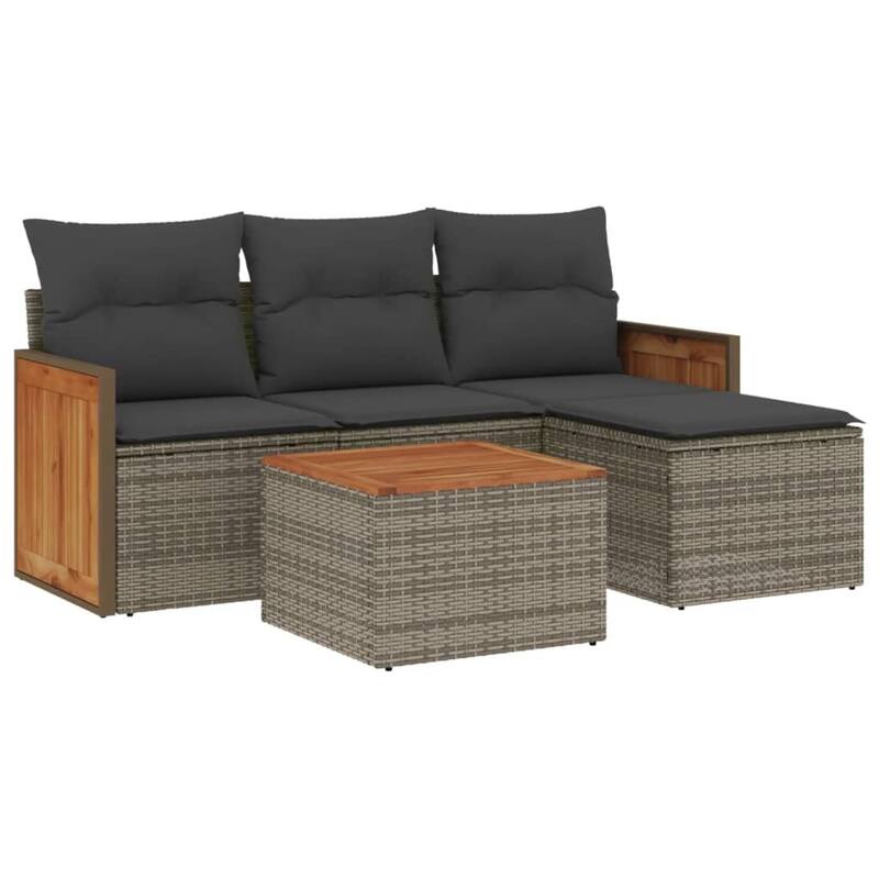 vidaXL Patio Sofa Set with Cushions Outdoor Conversation Furniture Poly Rattan