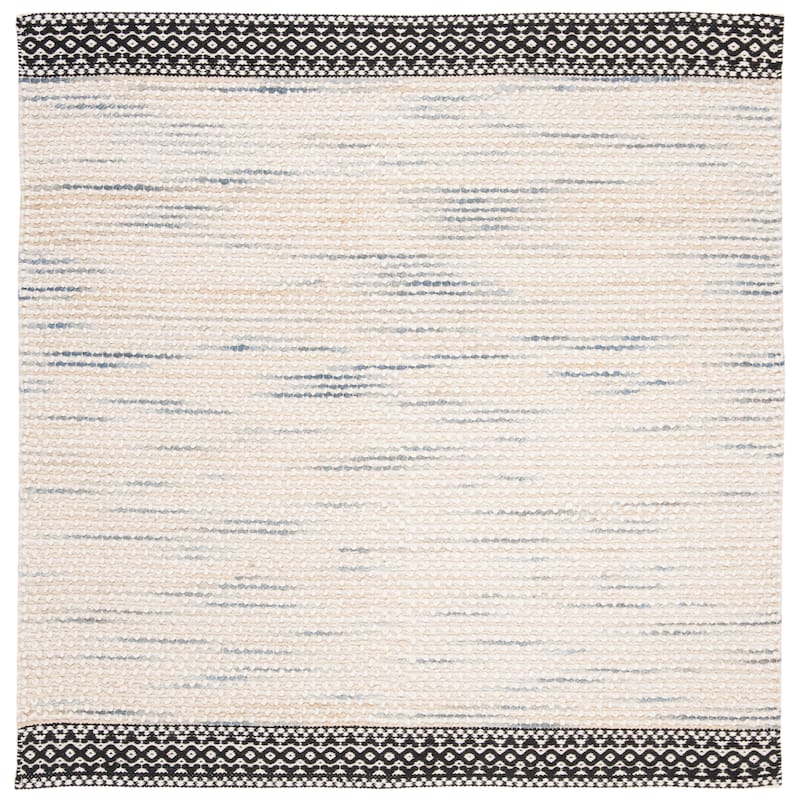 SAFAVIEH Handmade Natura Lama Wool Rug - 6' Square - Black/Ivory