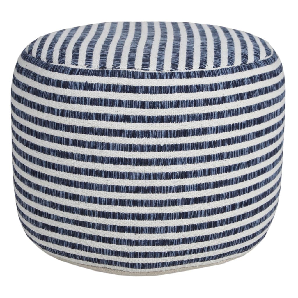 HomeRoots 18" Blue 100% Cotton Ottoman